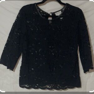 Bisou Bisou Black Lace Blouse